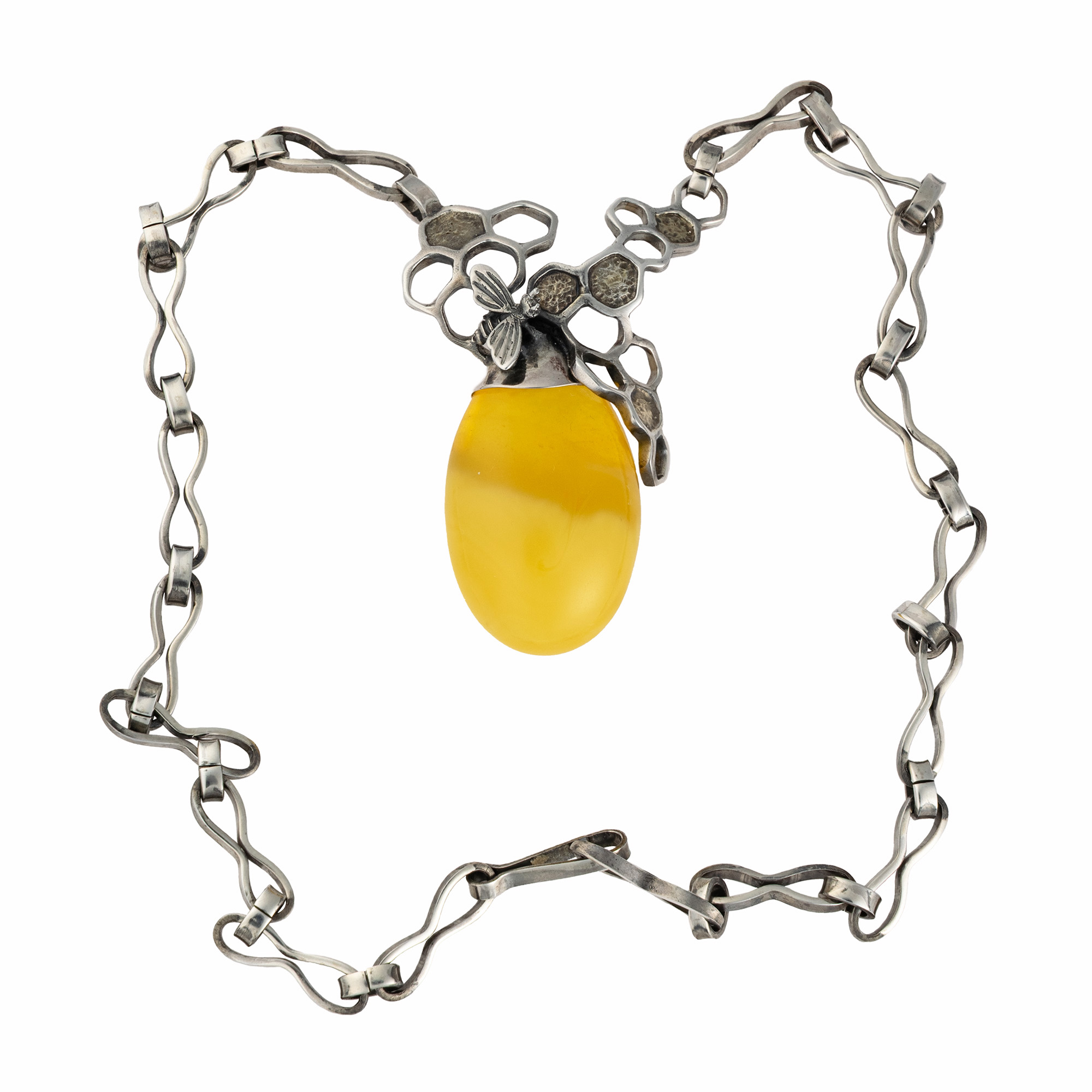 Sterling Silver and Baltic Amber Bee Necklace 3